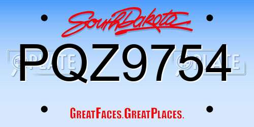 PQZ9754 South Dakota License Plate