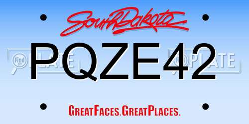 PQZE42 South Dakota License Plate