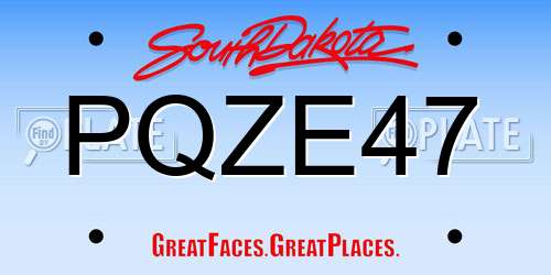 PQZE47 South Dakota License Plate