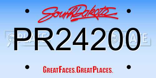 PR24200 South Dakota License Plate