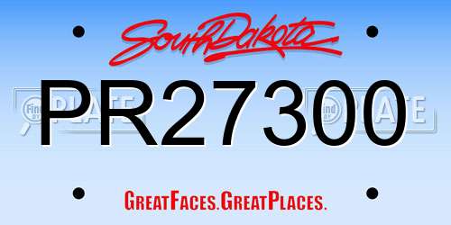 PR27300 South Dakota License Plate