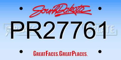 PR27761 South Dakota License Plate