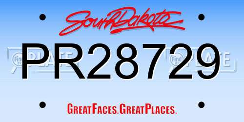 PR28729 South Dakota License Plate