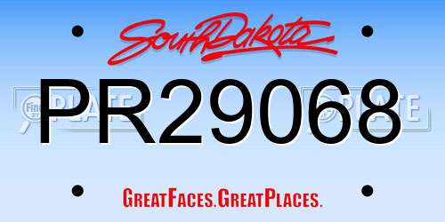 PR29068 South Dakota License Plate