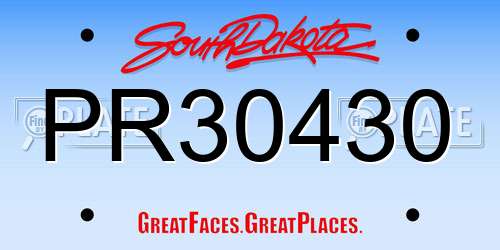 PR30430 South Dakota License Plate