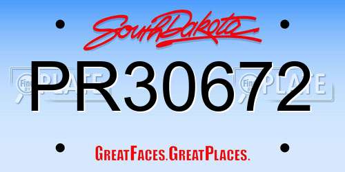 PR30672 South Dakota License Plate
