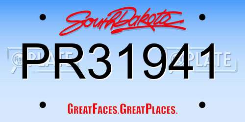 PR31941 South Dakota License Plate
