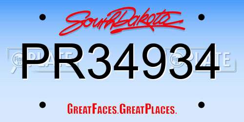 PR34934 South Dakota License Plate