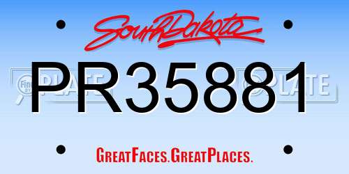 PR35881 South Dakota License Plate