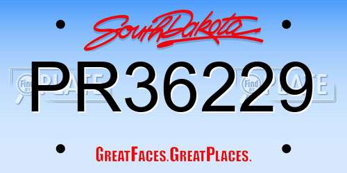 PR36229 South Dakota License Plate