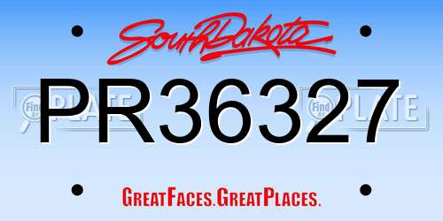 PR36327 South Dakota License Plate