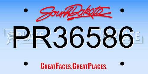 PR36586 South Dakota License Plate