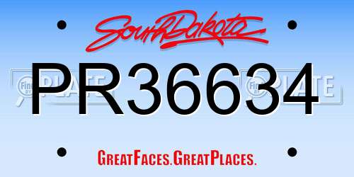 PR36634 South Dakota License Plate