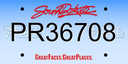 PR36708 South Dakota License Plate