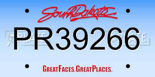 PR39266 South Dakota License Plate