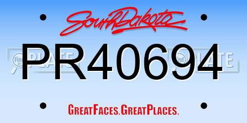 PR40694 South Dakota License Plate