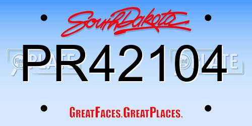 PR42104 South Dakota License Plate