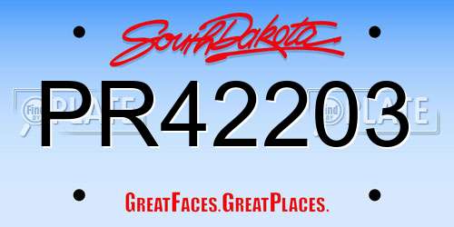 PR42203 South Dakota License Plate