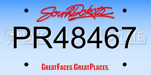 PR48467 South Dakota License Plate