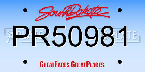 PR50981 South Dakota License Plate
