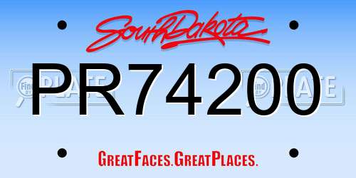 PR74200 South Dakota License Plate