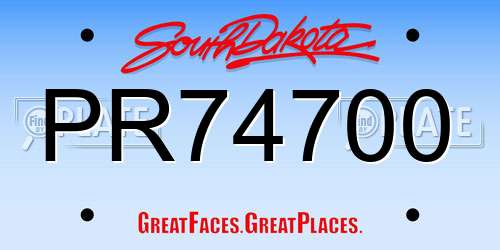 PR74700 South Dakota License Plate