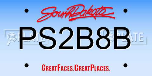 PS2B8B South Dakota License Plate
