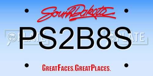 PS2B8S South Dakota License Plate