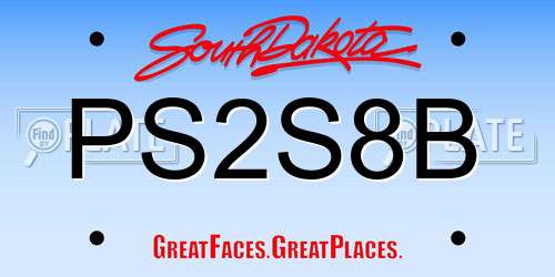 PS2S8B South Dakota License Plate