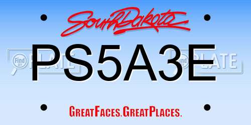 PS5A3E South Dakota License Plate