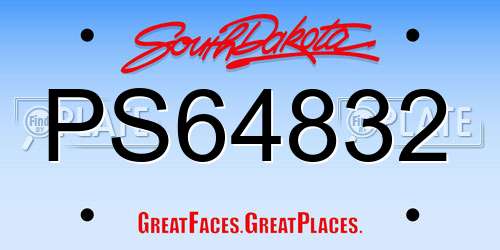 PS64832 South Dakota License Plate