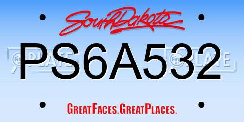PS6A532 South Dakota License Plate