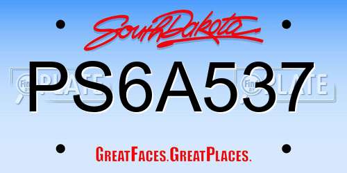 PS6A537 South Dakota License Plate