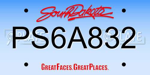 PS6A832 South Dakota License Plate
