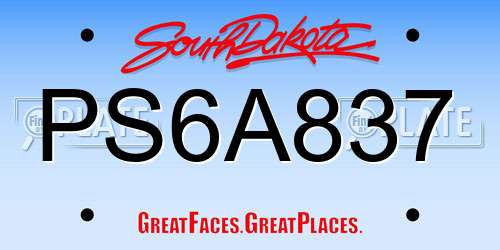 PS6A837 South Dakota License Plate
