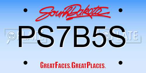 PS7B5S South Dakota License Plate