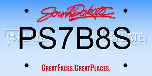 PS7B8S South Dakota License Plate