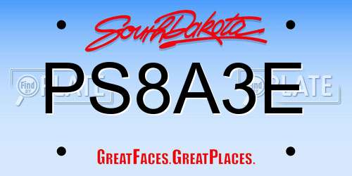 PS8A3E South Dakota License Plate