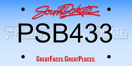 PSB433 South Dakota License Plate