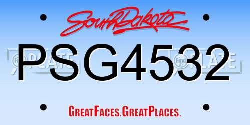 PSG4532 South Dakota License Plate