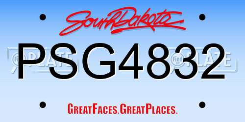PSG4832 South Dakota License Plate