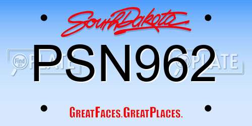 PSN962 South Dakota License Plate