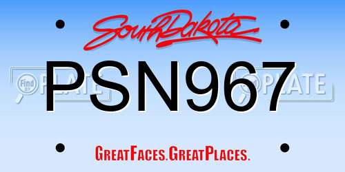 PSN967 South Dakota License Plate