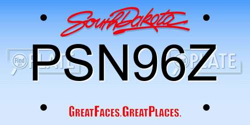 PSN96Z South Dakota License Plate