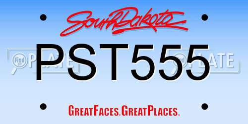PST555 South Dakota License Plate