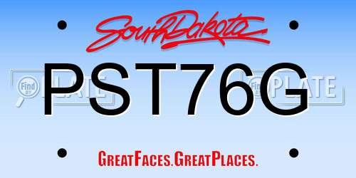 PST76G South Dakota License Plate