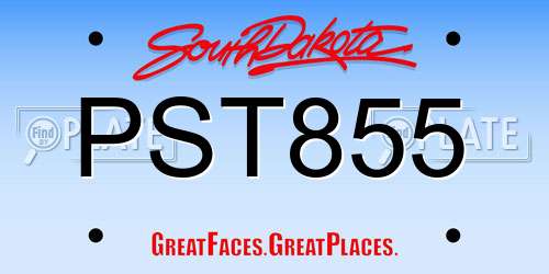 PST855 South Dakota License Plate