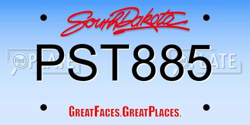 PST885 South Dakota License Plate