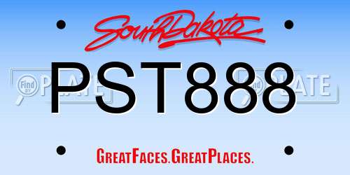 PST888 South Dakota License Plate