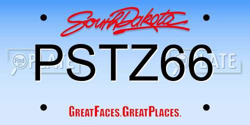 PSTZ66 South Dakota License Plate